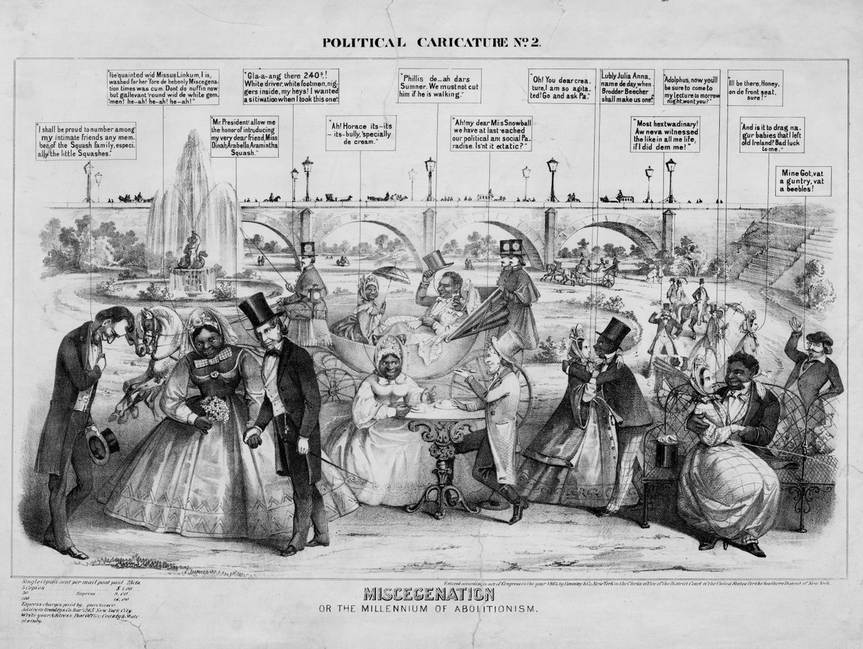 Miscegenation, tai, Millenium of abolitionismin, julkaisija Bromley & Co., New York, 1864 tekijältä American School
