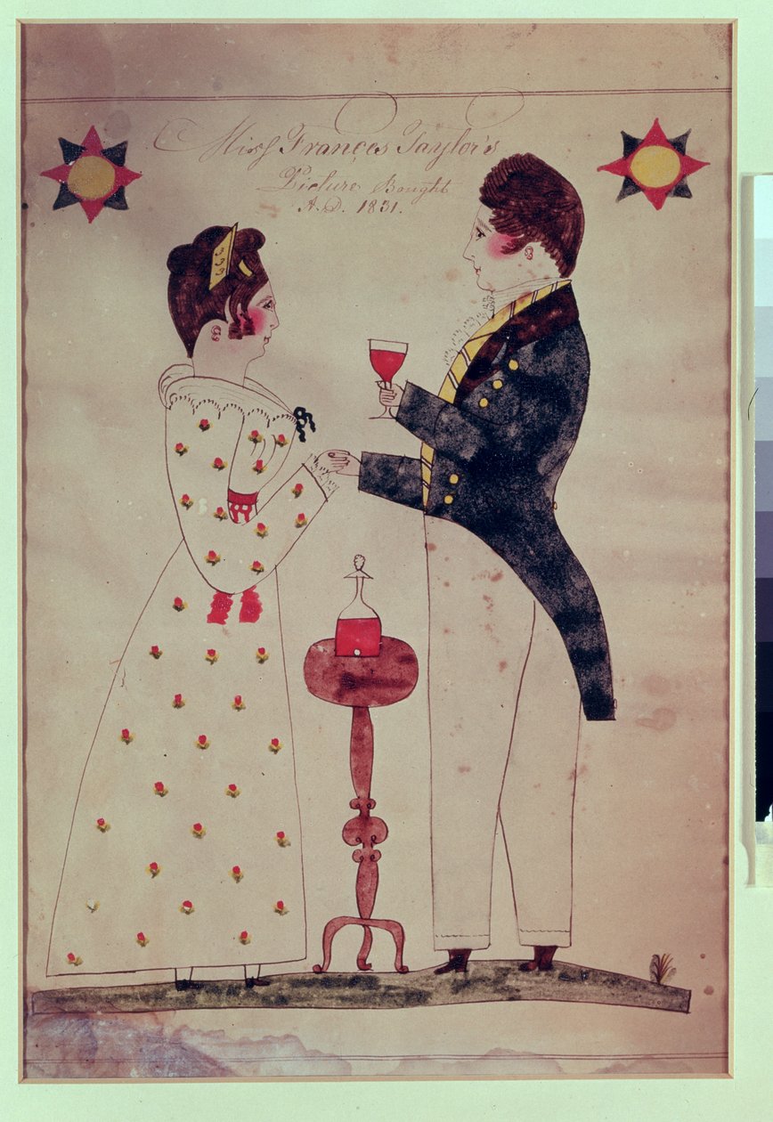 Neiti Francis Taylor ja sulhanen, 1831 (wc paperilla) tekijältä American School