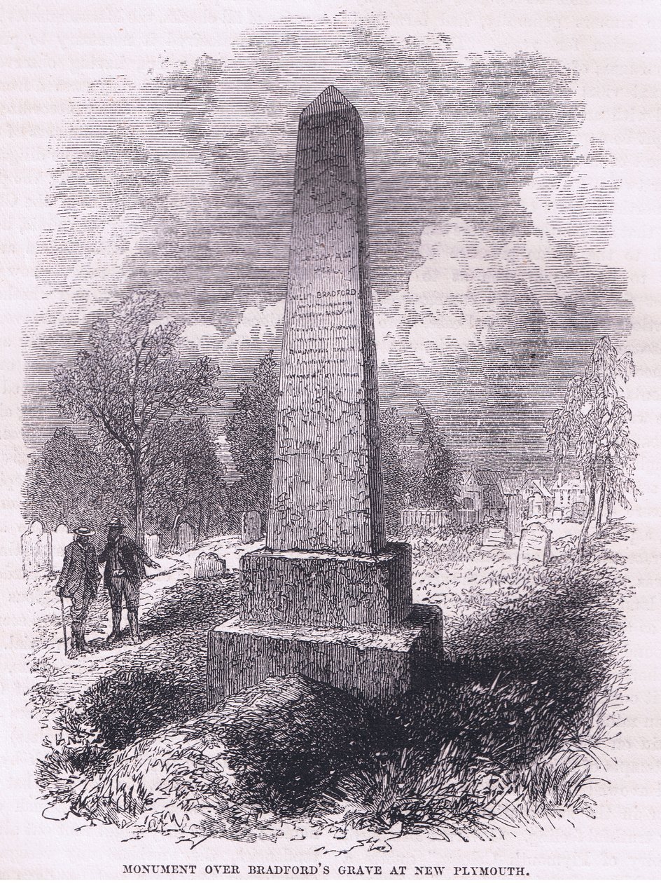 Muistomerkki Bradfordin haudalla New Plymouthissa 1641, kuva Cassell