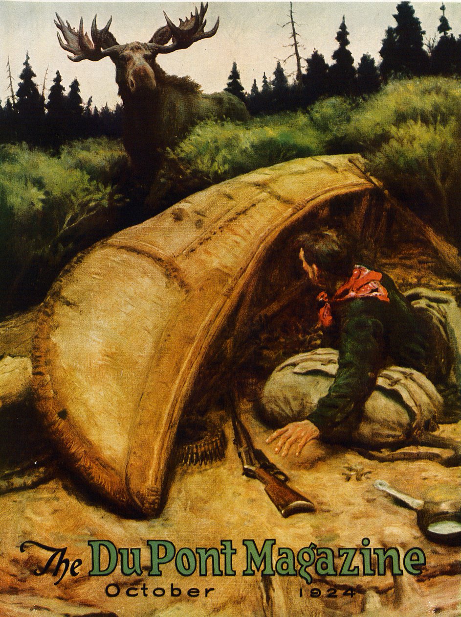 Moose attack!, DuPont-lehden etukansi, lokakuu 1924 tekijältä American School