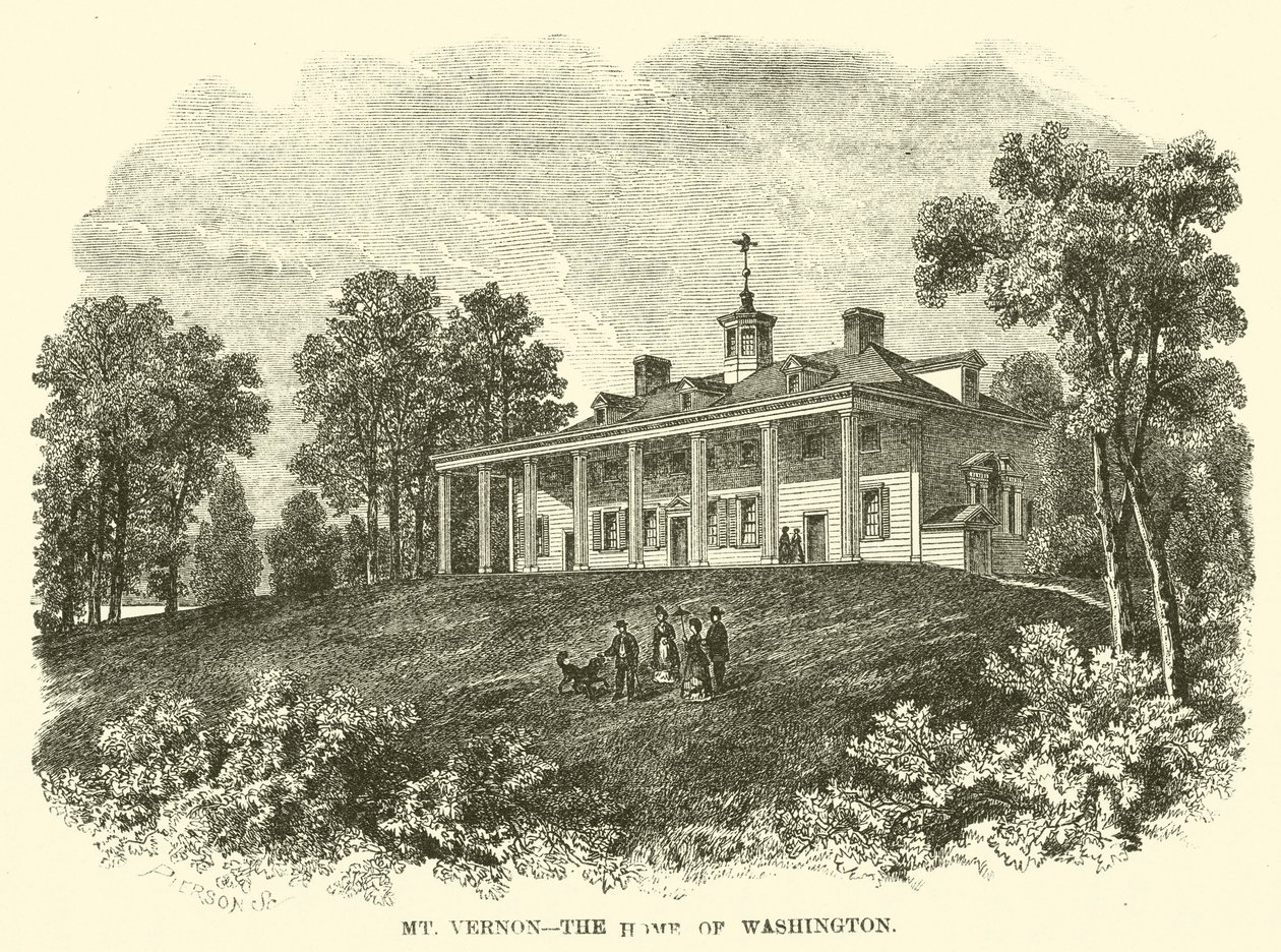 Mount Vernon, Washingtonin koti (kaiverrus) tekijältä American School