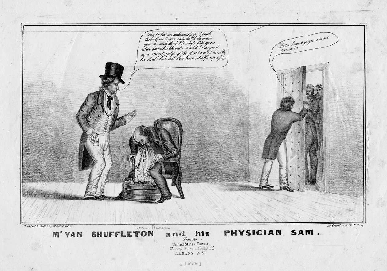 Mr. van Shuffleton ja hänen lääkärinsä Sam, n. 1836 tekijältä American School