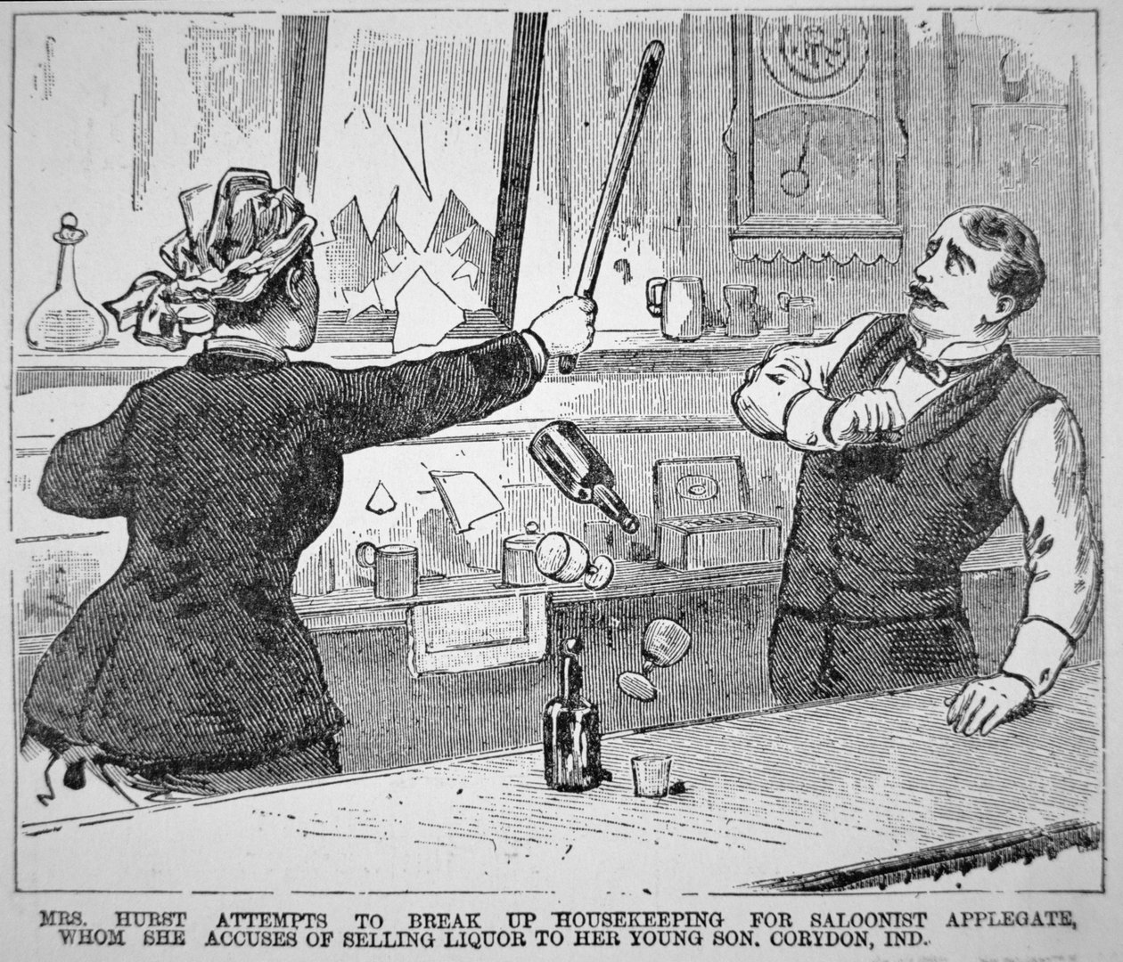 Rouva Hurst hajottaa salongin, "Police Gazette" tekijältä American School