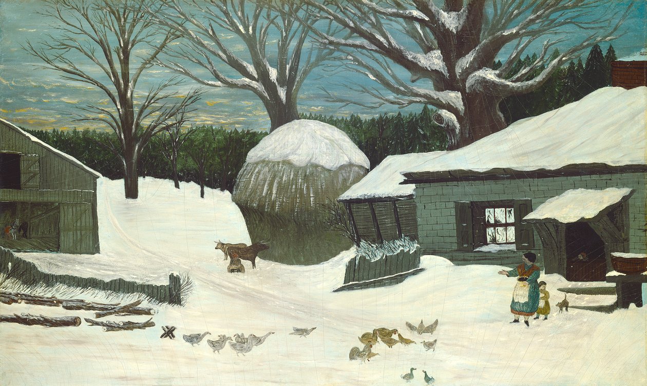 New England Farm in Winter, noin 1850 tekijältä American School