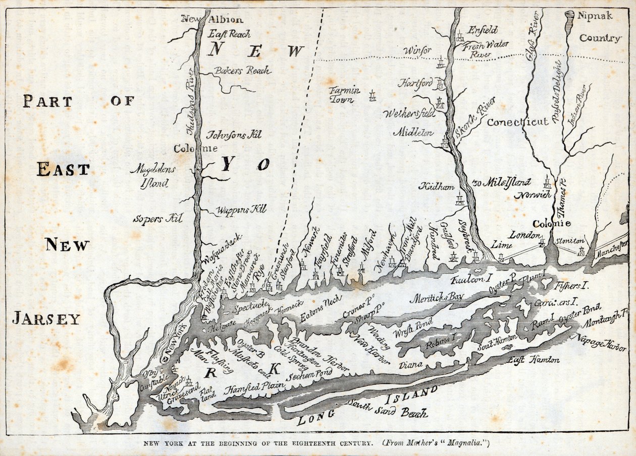 New York 1700-luvun alussa (litho) tekijältä American School