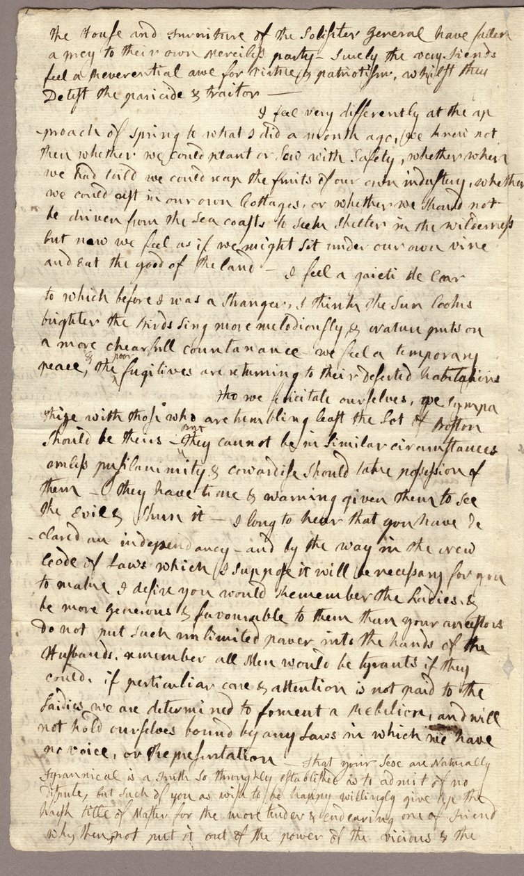 Sivu 2, Abigail Adamsin kirje John Adamsille, 31. maaliskuuta - 5. huhtikuuta 1776 tekijältä American School