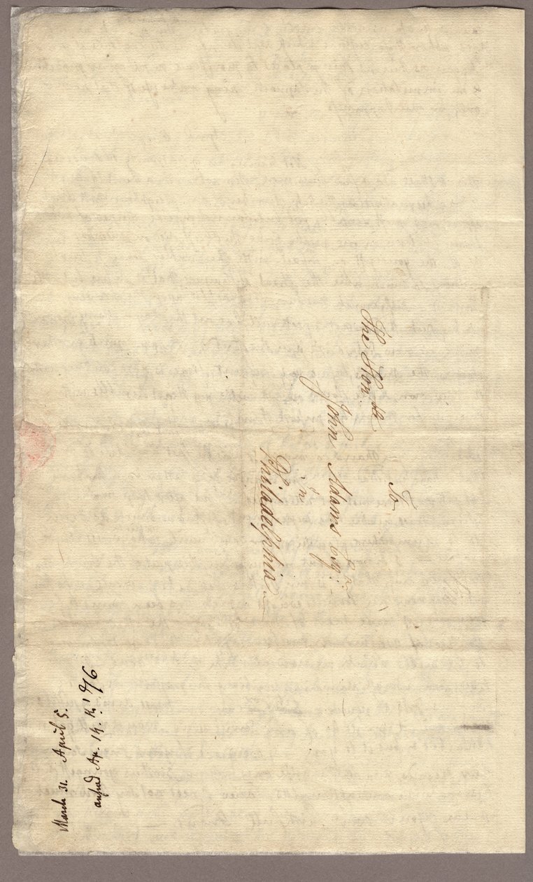 Sivu 4, Abigail Adamsin kirje John Adamsille, 31. maaliskuuta - 5. huhtikuuta 1776 (muste paperille) tekijältä American School