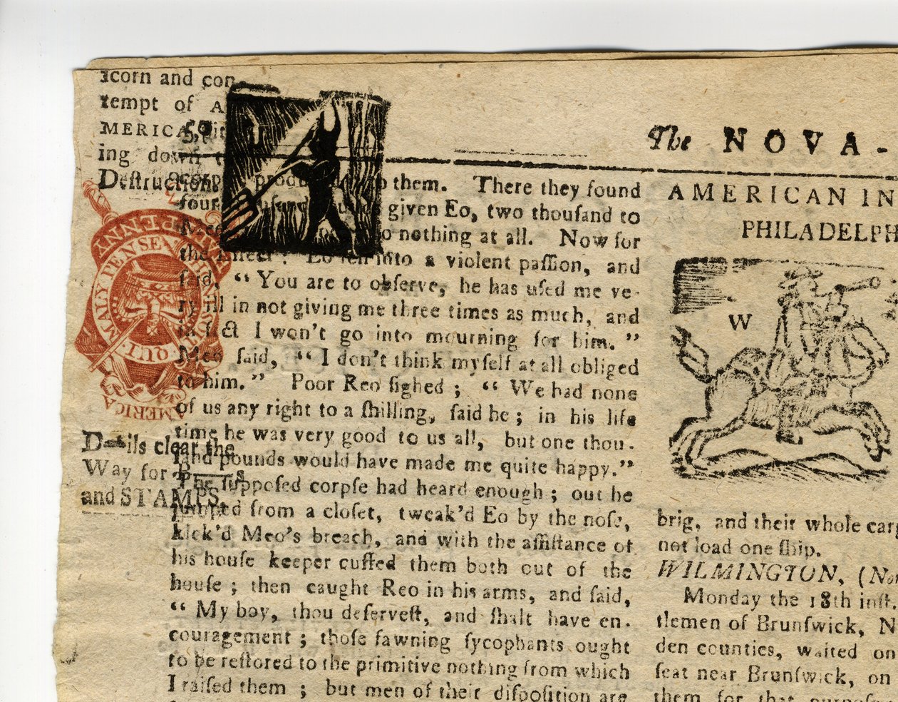 Sivu Halifax Gazettesta eli The Weekly Adviserista", Nova Scotia, 12.-19. joulukuuta 1765 tekijältä American School