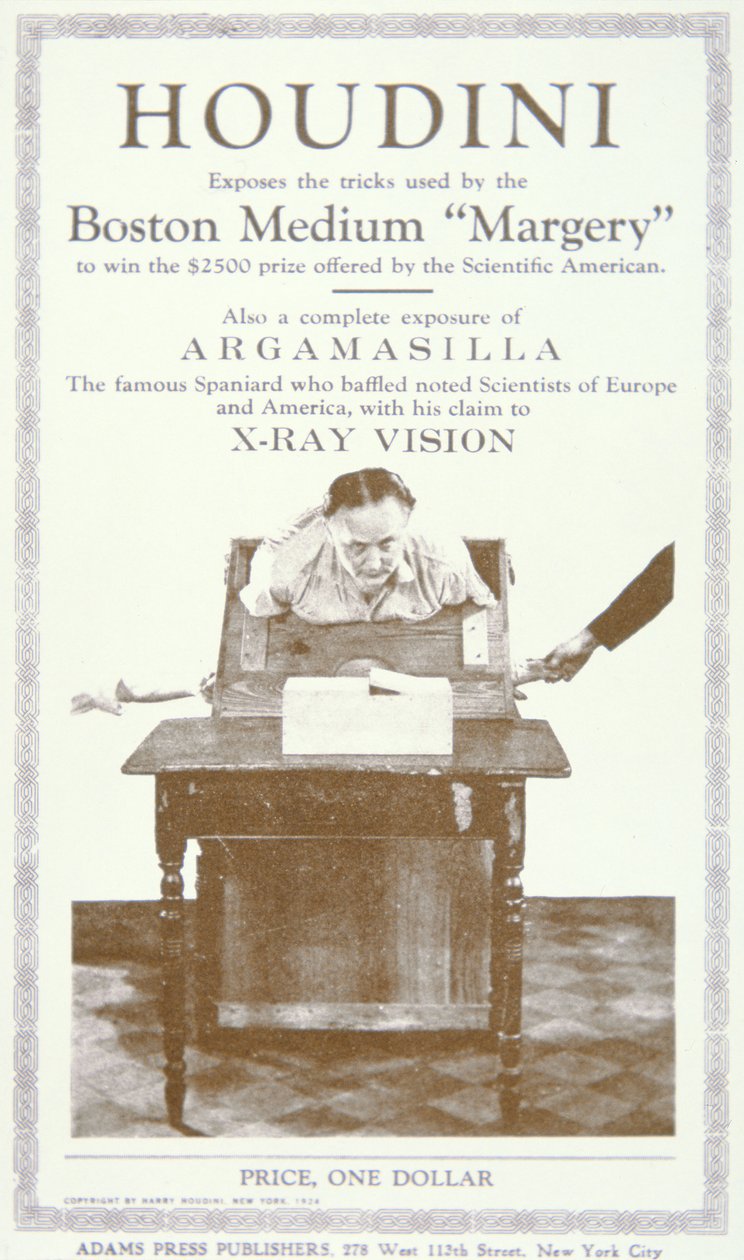 Pamfletti, joka paljastaa Boston-median "Margery" käyttämät temput, n. 1924 (painos) tekijältä American School