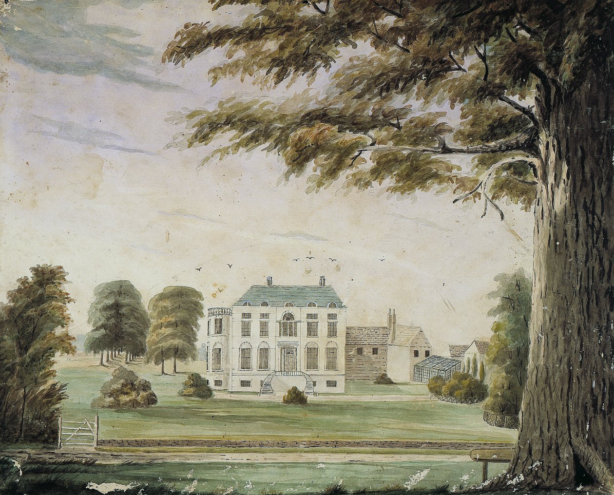Park House, Englanti: George Flowerin isän Richard Flowerin koti (akvarelli paperille kiinnitettynä levylle) tekijältä American School