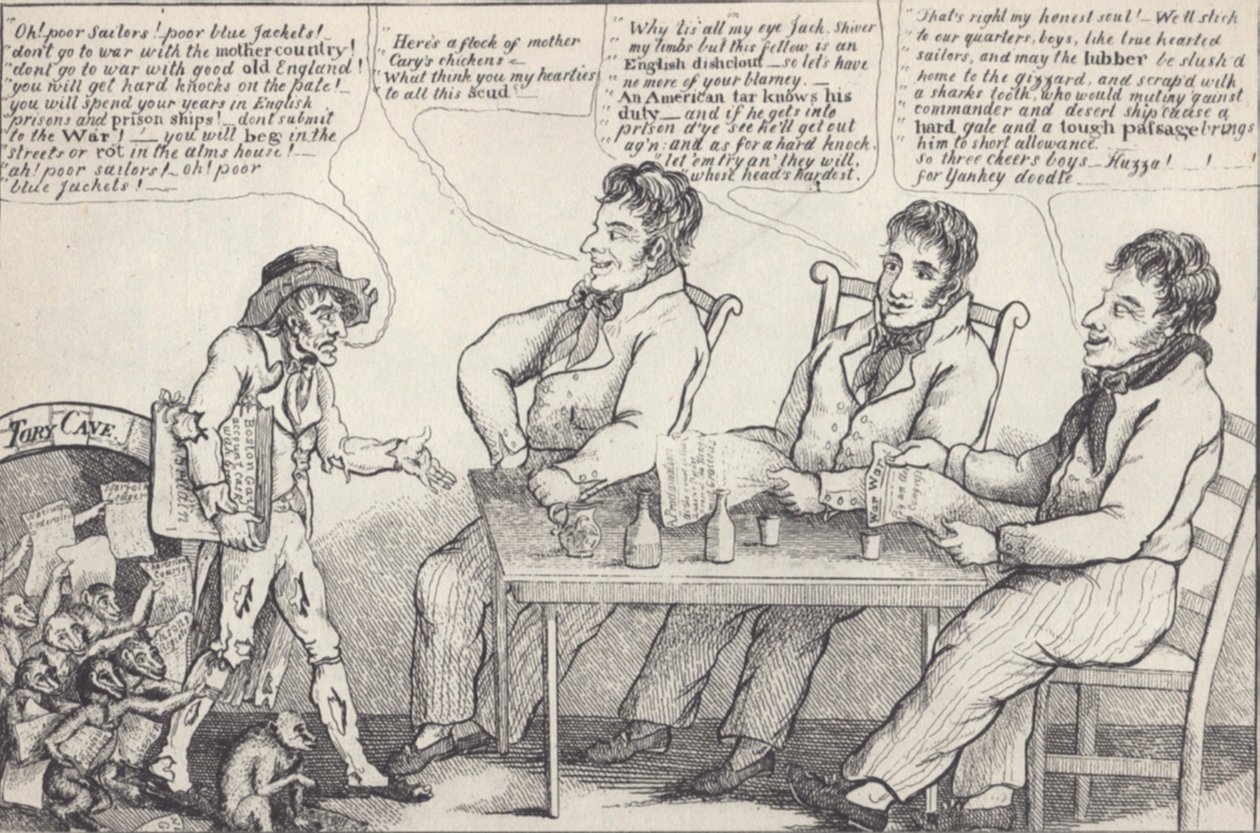 Poliittinen sarjakuva vuoden 1812 sodan aattona, noin 1812 (litho) tekijältä American School