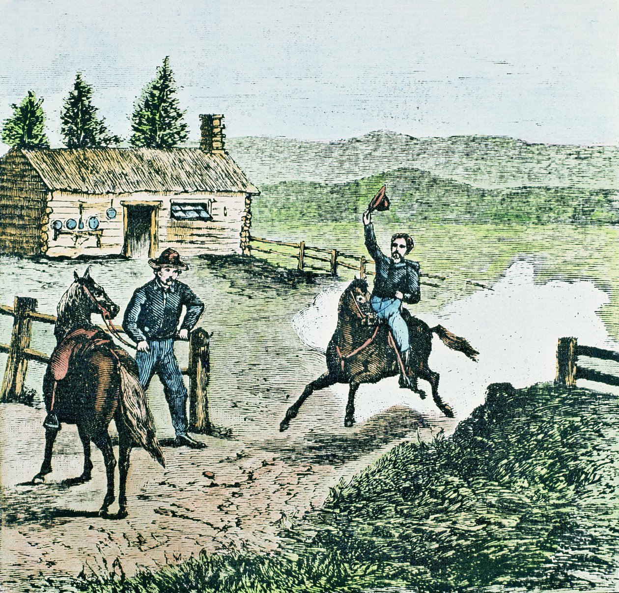 Pony Express Station (värillinen kaiverrus) tekijältä American School