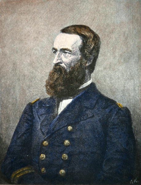 Muotokuva David Dixon Porterista (1813-91), liittovaltion laivaston amiraalista (värilitho) tekijältä American School
