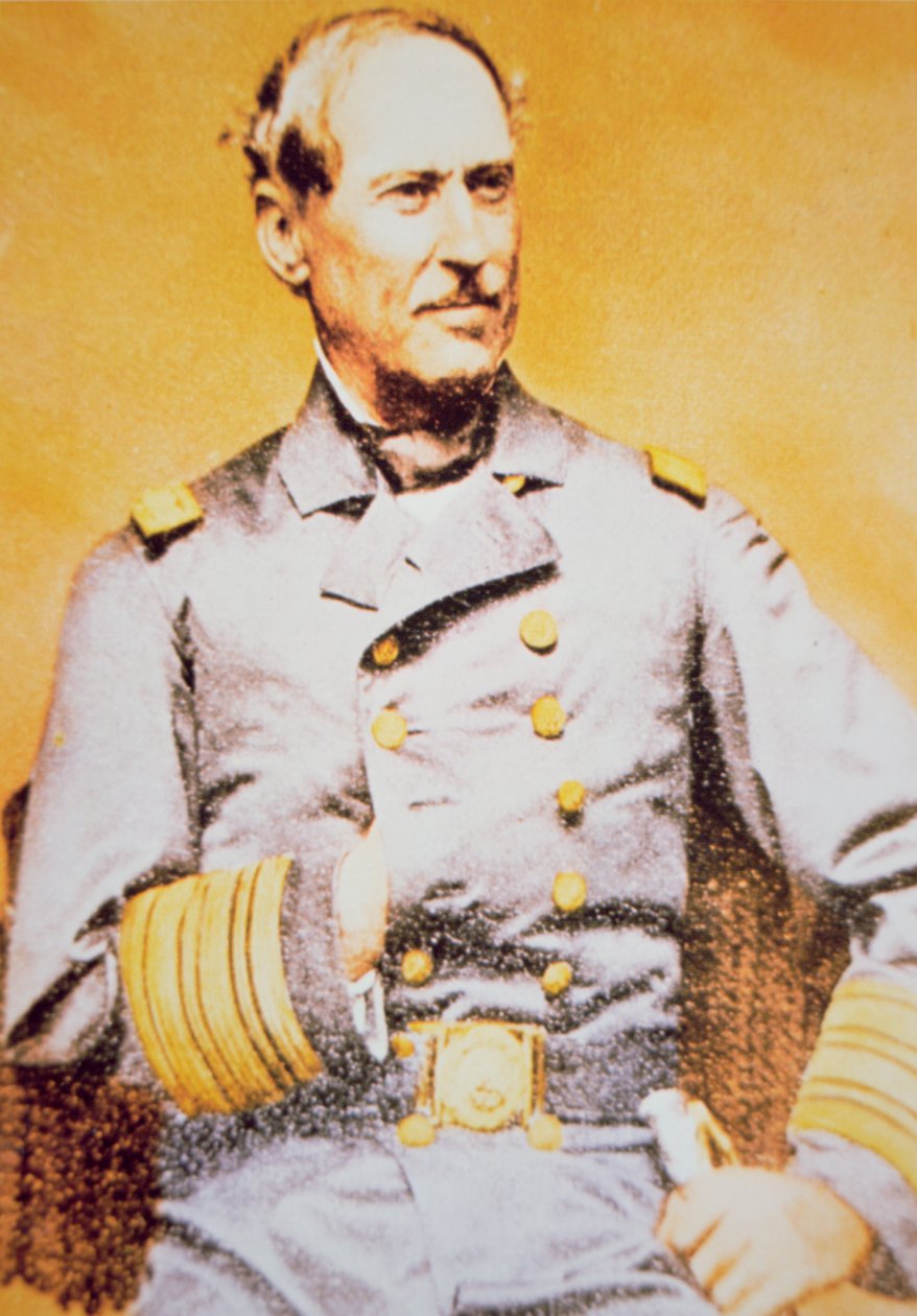 Muotokuva David Glasgow Farragutista (1801-70), Union Admiral (väri litho) tekijältä American School