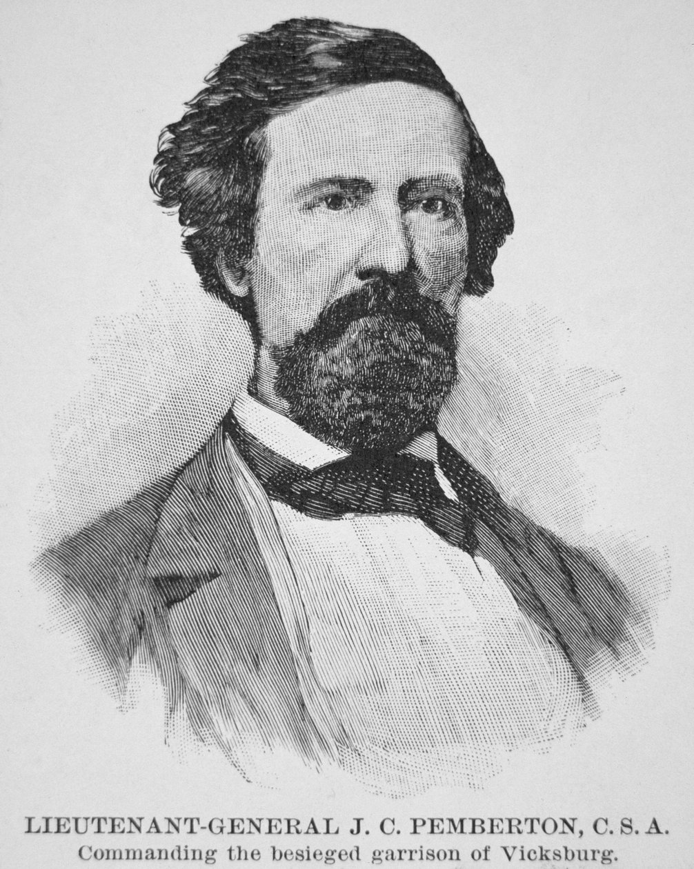 Kenraali J.C. Pembertonin (1814-81) muotokuva (litho) tekijältä American School
