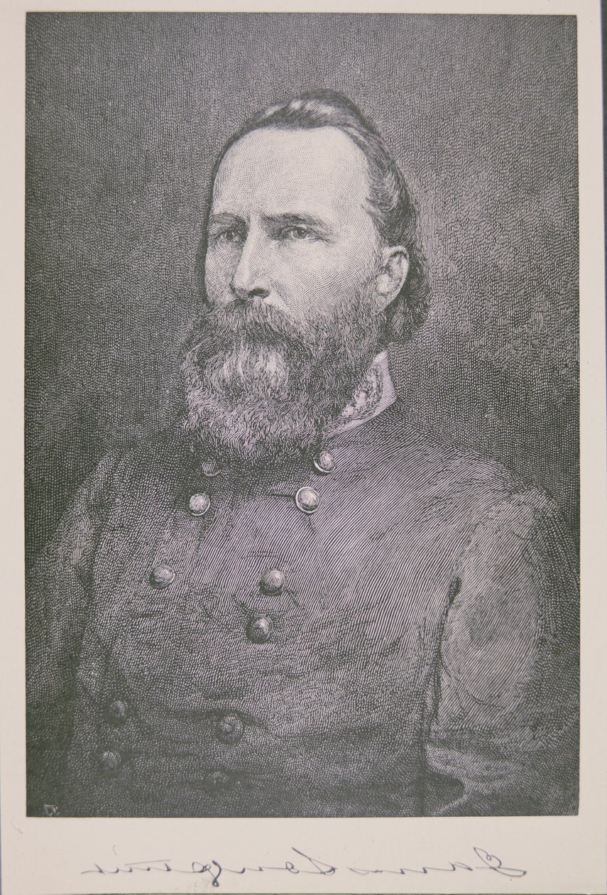 Kenraali James Longstreetin (1821-1904) muotokuva (litho) tekijältä American School