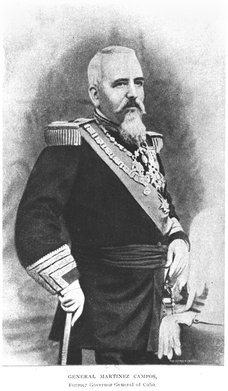 Kenraali Martinez Camposin (1831-1900) muotokuva Murat Halsteadin The Story of Cubasta, julkaistu 1898 tekijältä American School