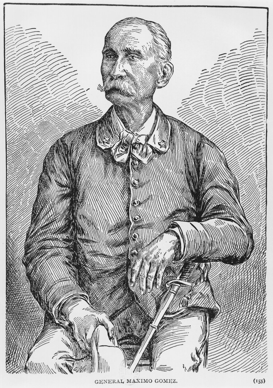 Kenraali Maximo Gomezin (1836-1905) muotokuva Murat Halsteadin Kuuban tarinasta, julkaistu 1898 tekijältä American School
