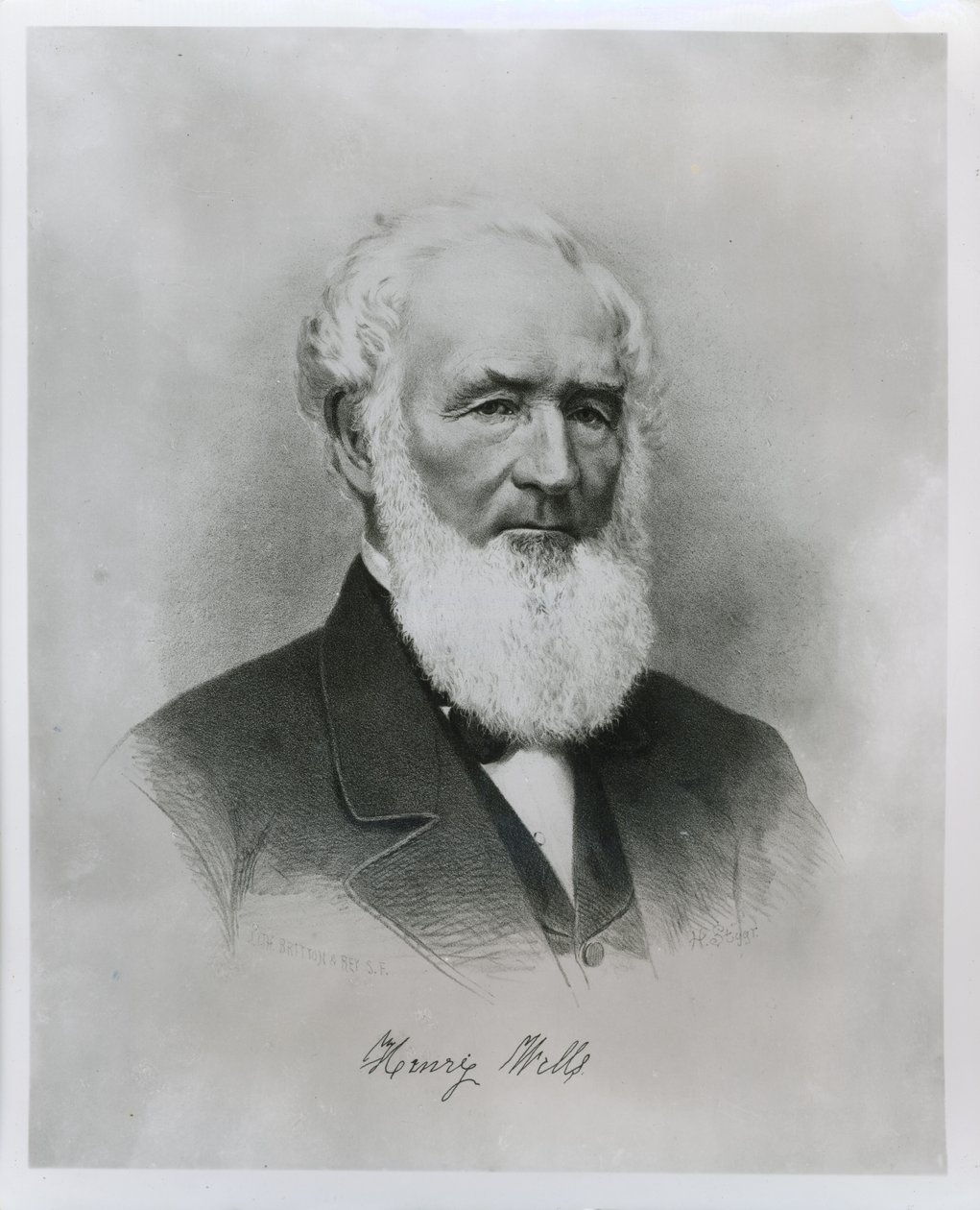 Henry Wellsin (1805–1878) muotokuva Wells Fargo & Co:n (litho) perustajista tekijältä American School