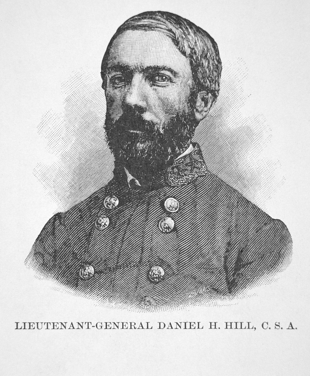 Kenraaliluutnantti Daniel H. Hillin muotokuva (litho) tekijältä American School
