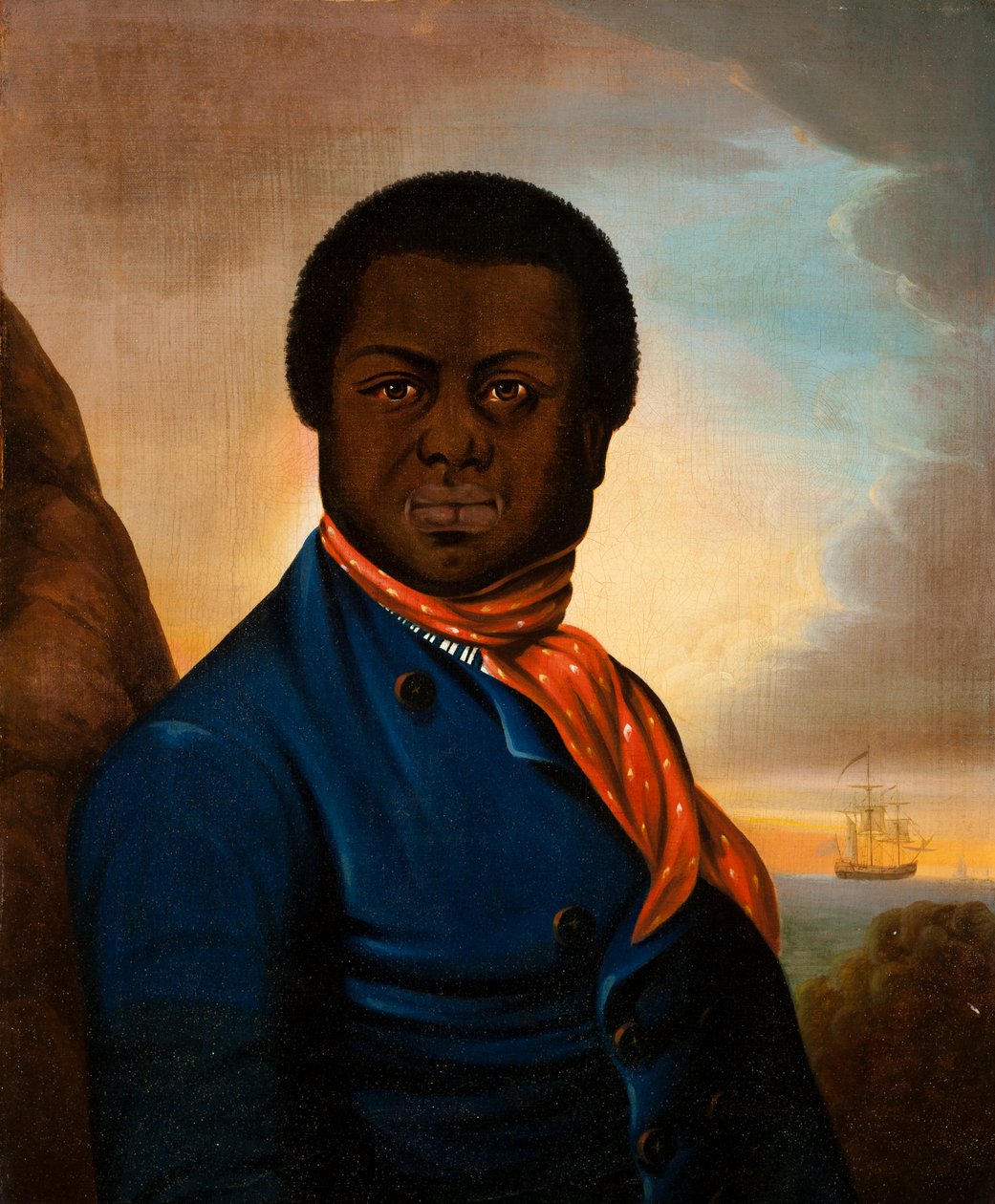 Merimiehen muotokuva (Paul Cuffe?), n. 1800 tekijältä American School