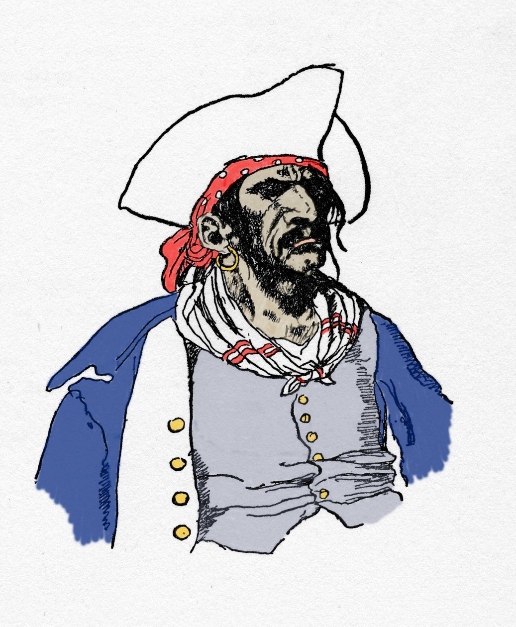 Muotokuva merirosvosta. Amerikkalaisen kuvittajan Howard Pylen (1853 - 1911) "" Book of Pirates Buccaneers and Marooners of the Spanish Main ". 1887. tekijältä American School