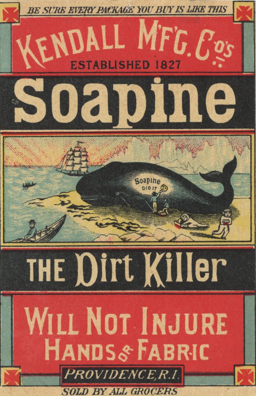 Mainosjuliste Kendall Mfg. Cos Soapine, n. 1890 tekijältä American School
