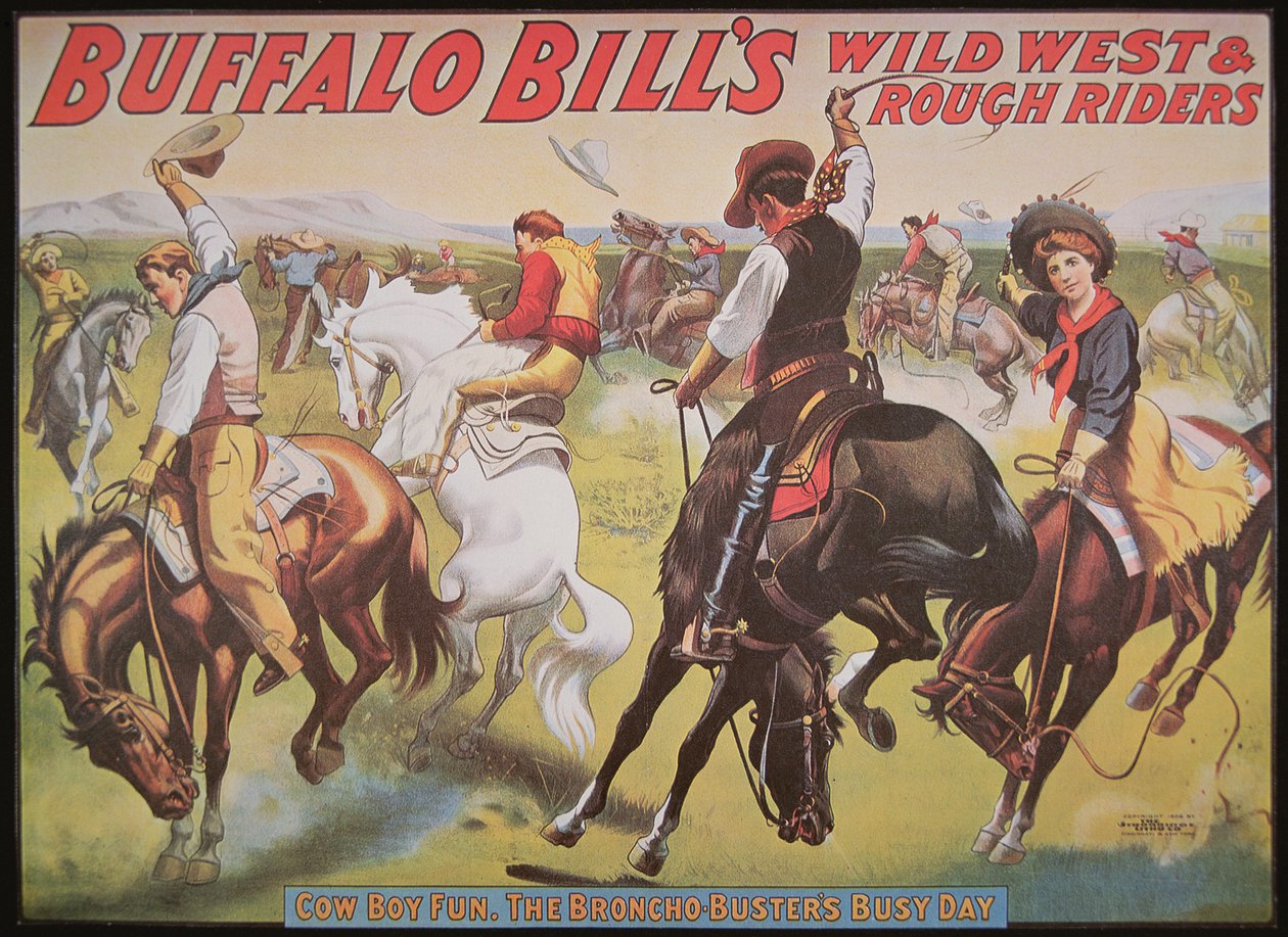Buffalo Billin (1846-1917) villin lännen esityksen juliste tekijältä American School