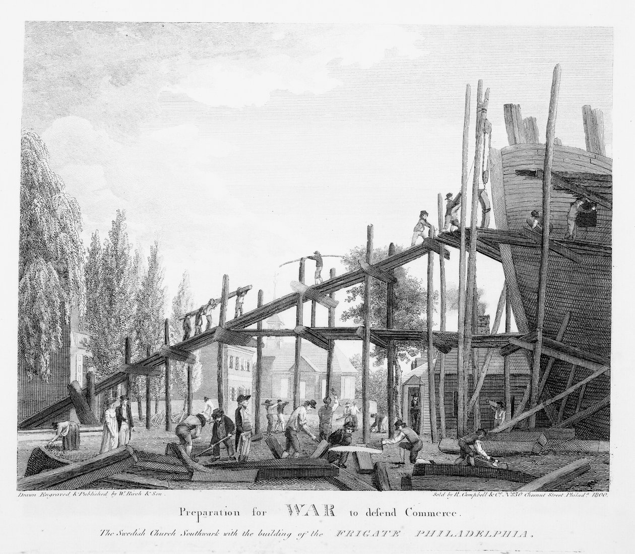 Valmistautuminen sotaan kaupan puolustamiseksi, 1800 tekijältä American School