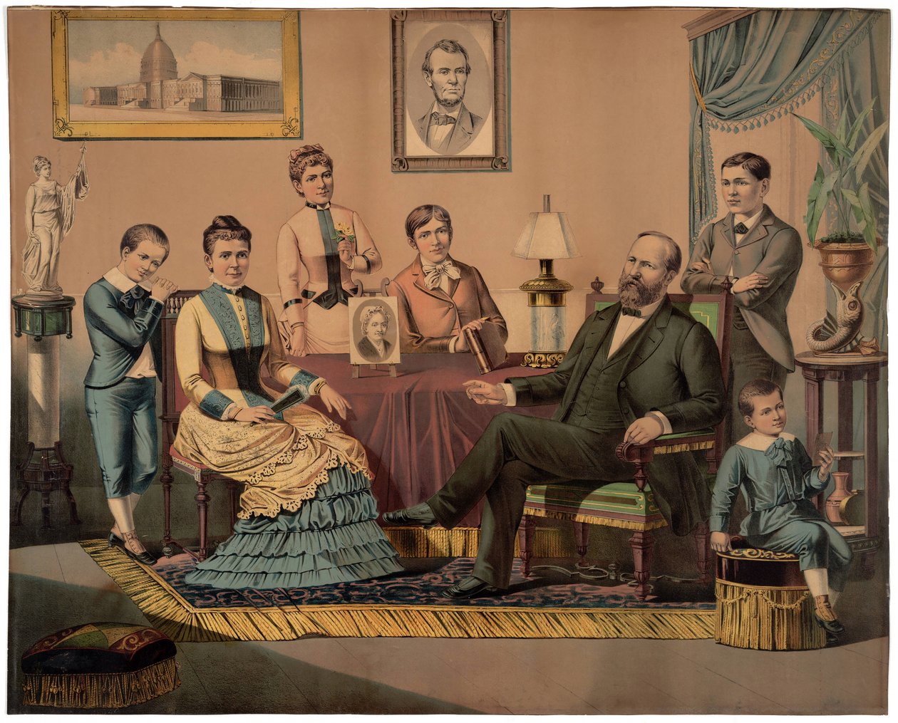 Presidentti Garfield ja perhe, pubi. 1882 tekijältä American School