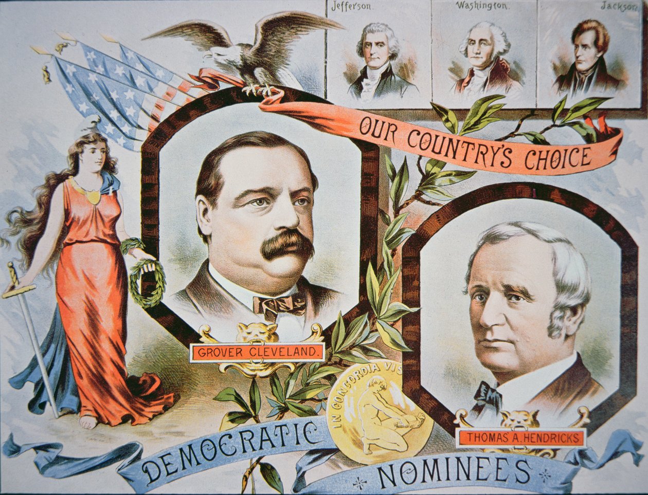 Presidentti Grover Cleveland kuvattiin Puck-lehden sarjakuvassa hänen valintansa jälkeen tekijältä American School