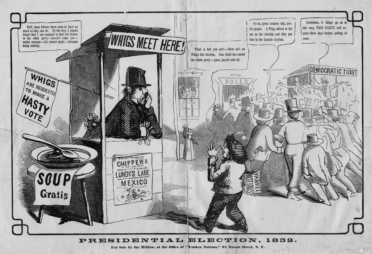 Presidentinvaalit, 1852, julkaisija Thomas W Strong, New York, 1852 tekijältä American School