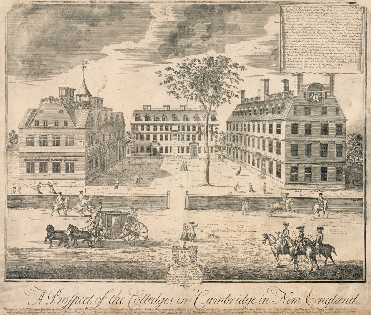 Harvardin yliopiston kuva noin 1700, noin 1700 (kaiverrus). tekijältä American School