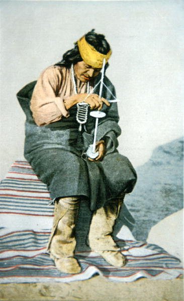 Pueblo mies poraa turkoosia, n.1905 (väri litho) tekijältä American School