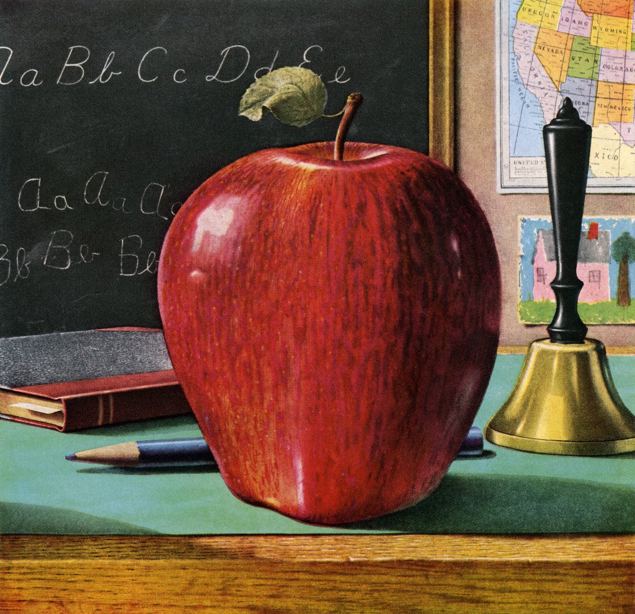 Red Delicious Apple opettajan pöydällä tekijältä American School