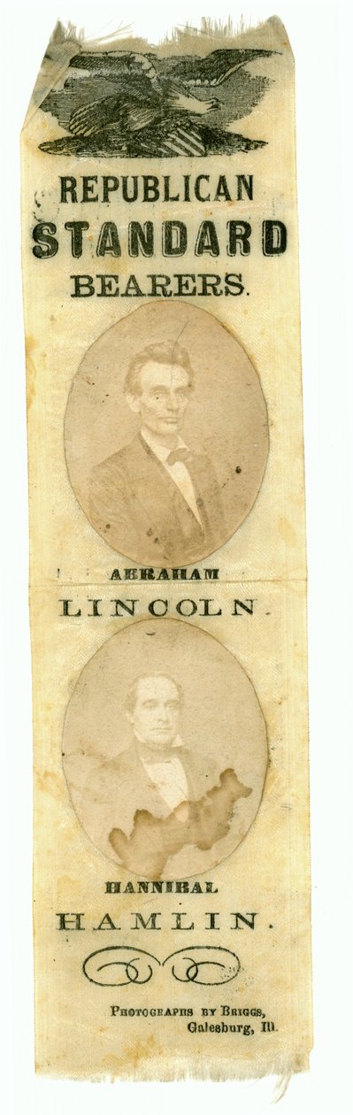 Republican Standard Bearers, Abraham Lincoln ja Hannibal Hamlin, 1860 (painettu tekstiili) tekijältä American School