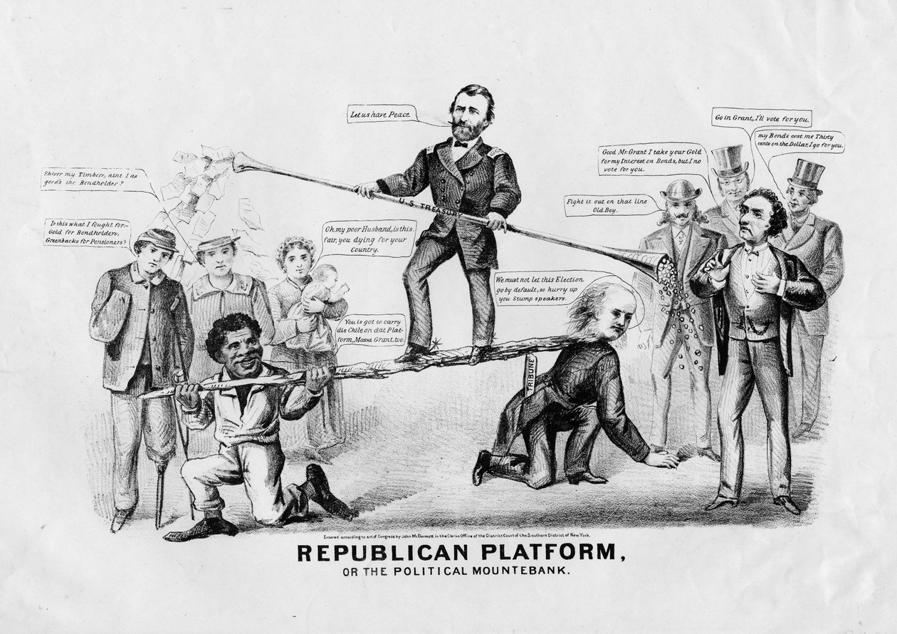 Republikaanien alusta tai Poliittinen mountebank, julkaisija John McDermott, New York, 1868 tekijältä American School