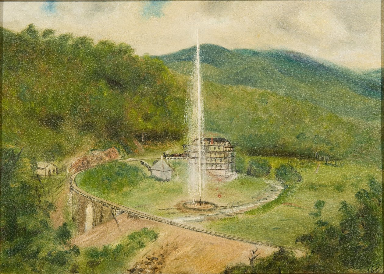 Round Knob Inn and the Fountain, n. 1882 (öljy aluksella) tekijältä American School