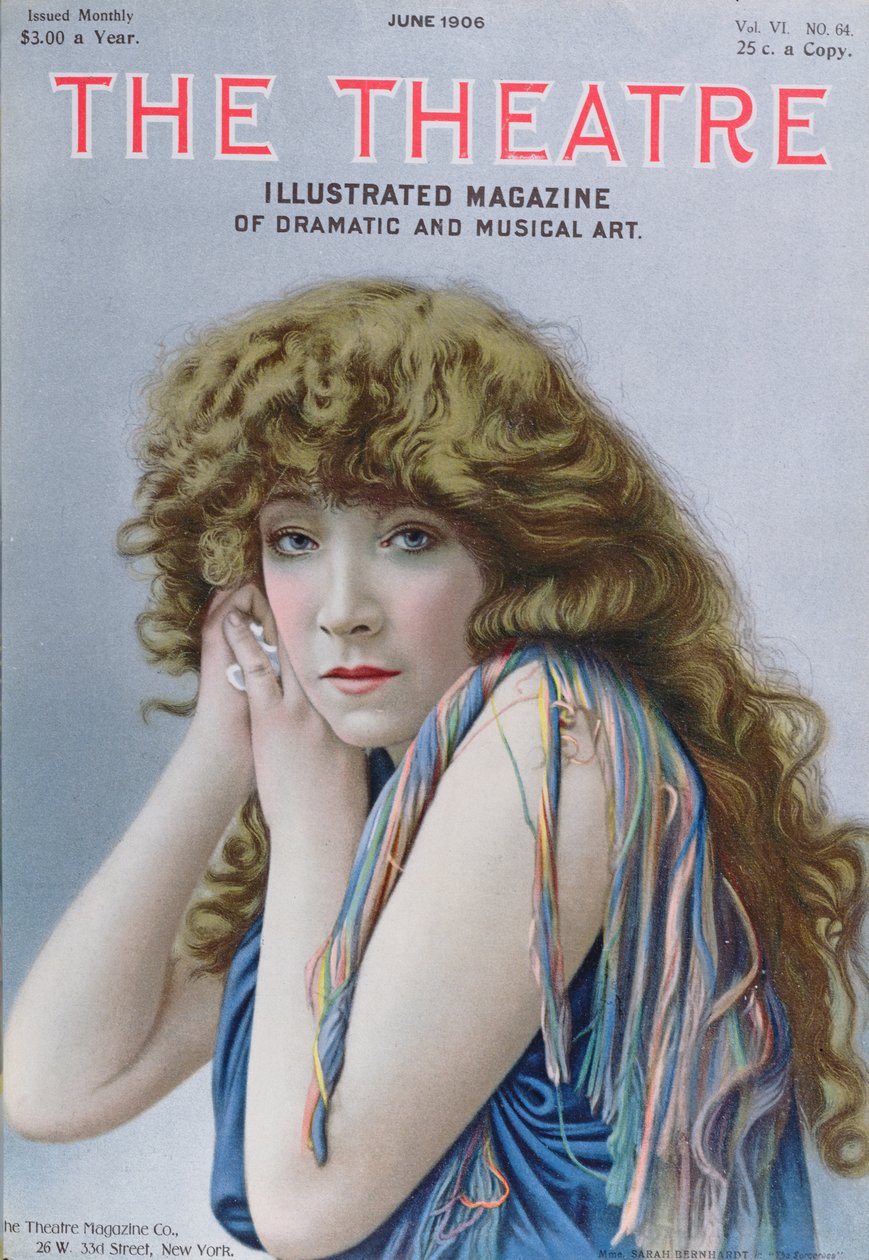 Sarah Bernhardt noidan roolissa, Sardoun näytelmä, Theatre-lehden kansikuva, kesäkuu 1906 tekijältä American School