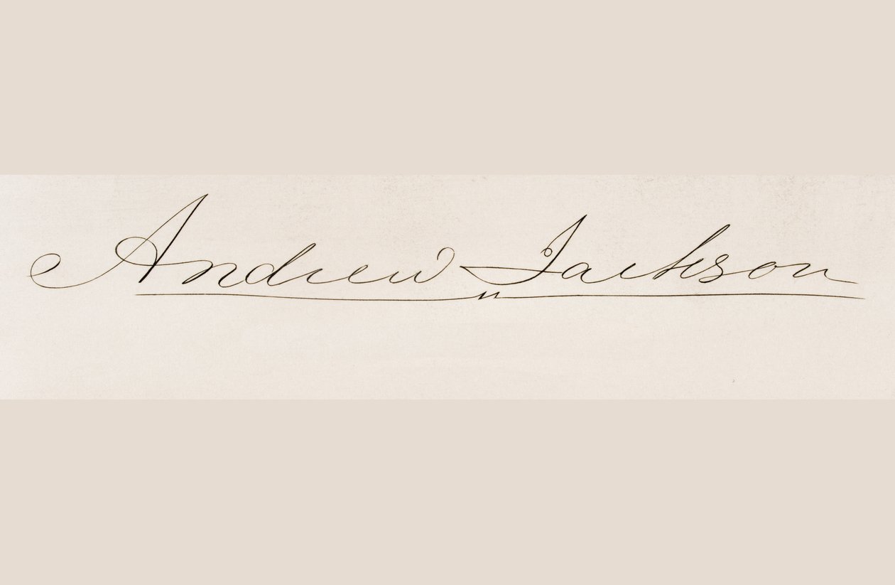 Andrew Jacksonin allekirjoitus tekijältä American School