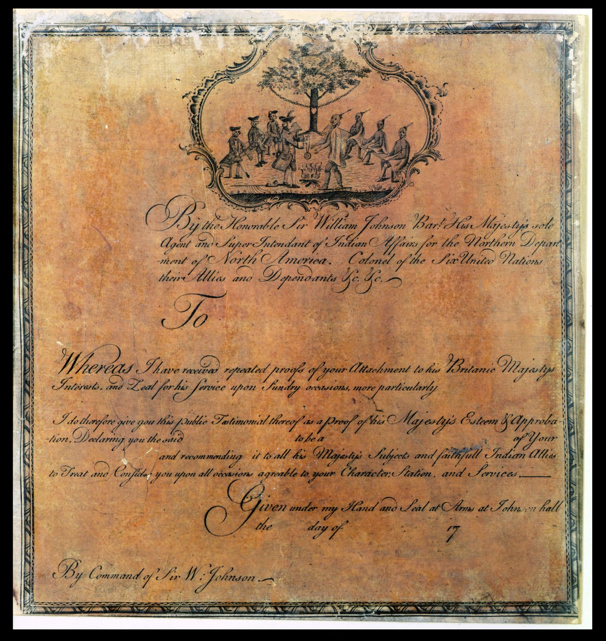 Sir William Johnsons (1715-74) Intian todistus, n. 1770 (katso myös 192704) tekijältä American School