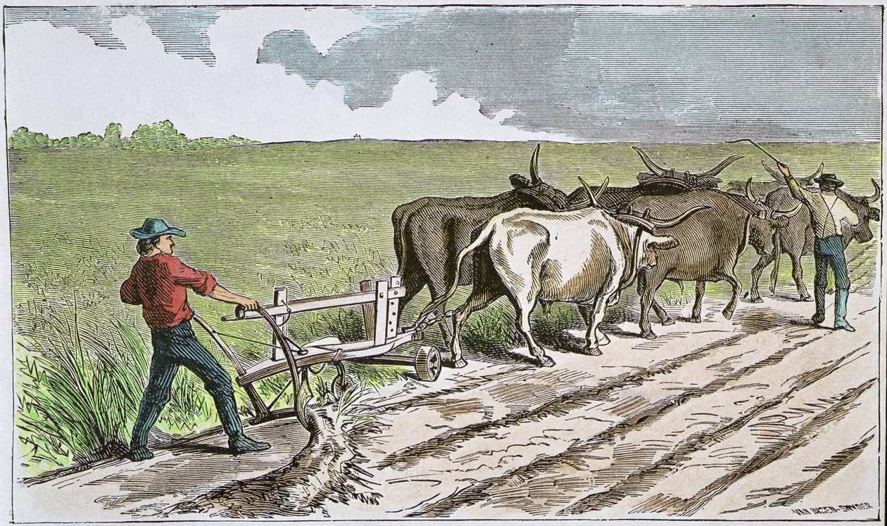 Sodbusters of the American West, n. 1880 (värillinen kaiverrus) tekijältä American School