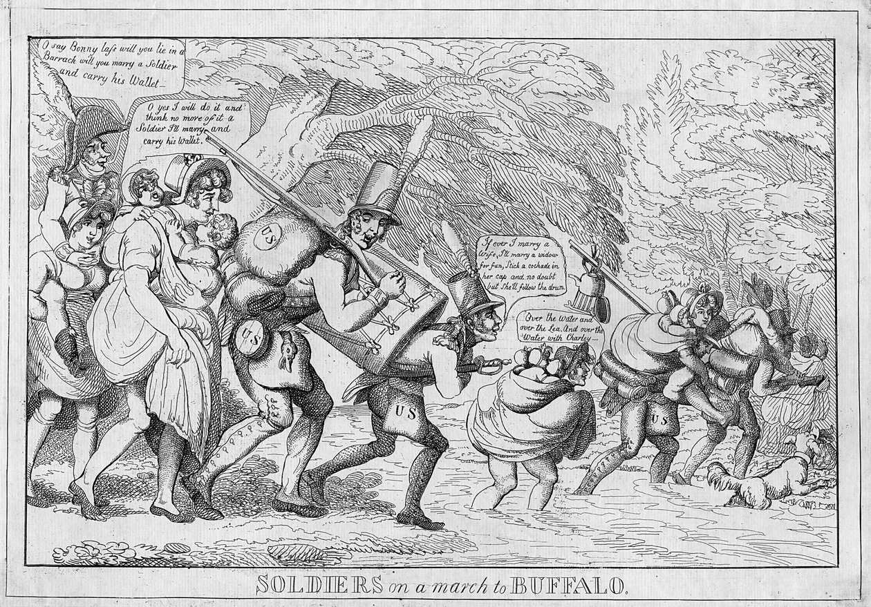 Sotilaat marssilla Buffaloon, 1813 tekijältä American School