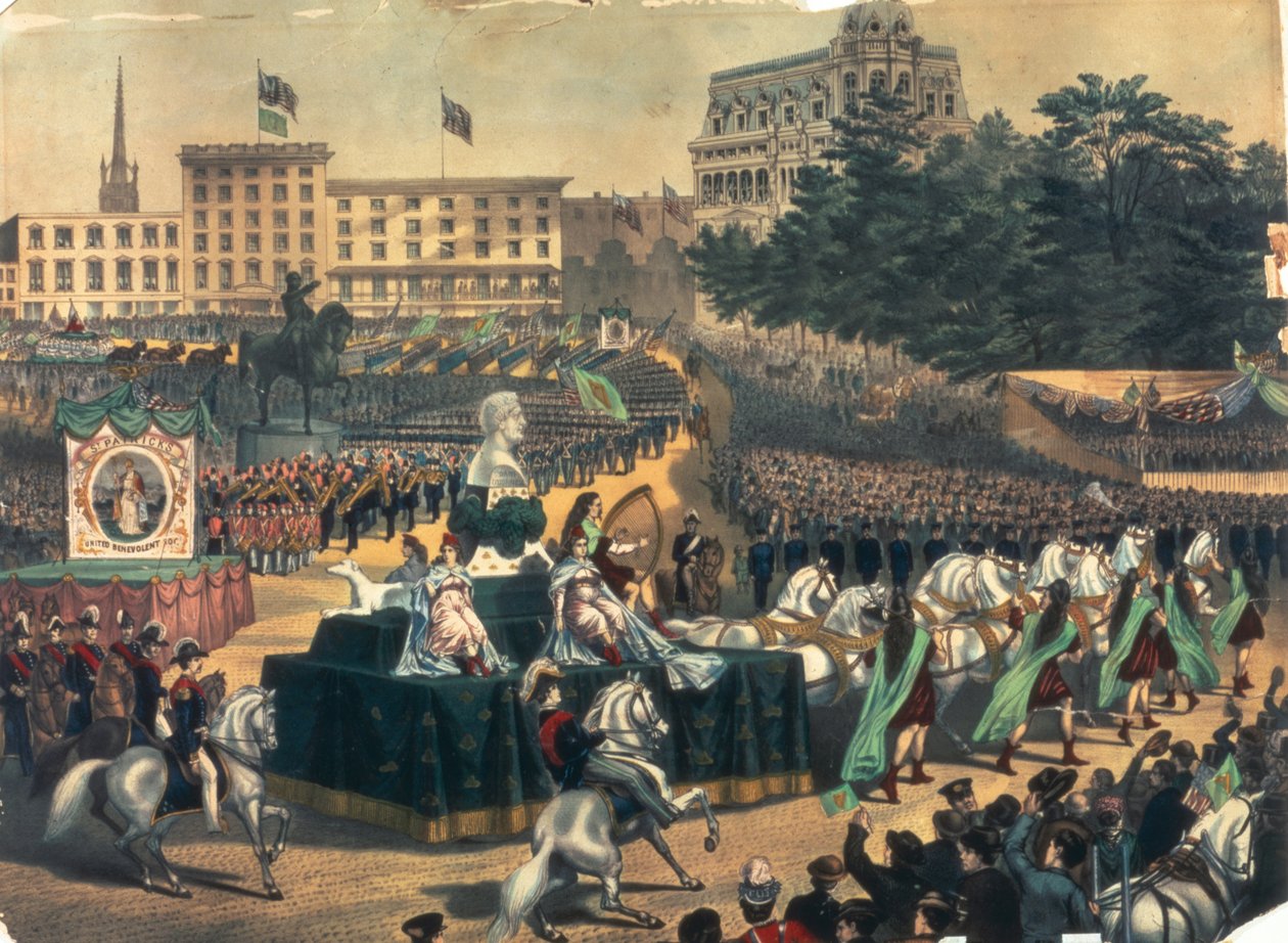 St. Patricks Day -paraati Amerikassa, Union Square, 1870-luku tekijältä American School