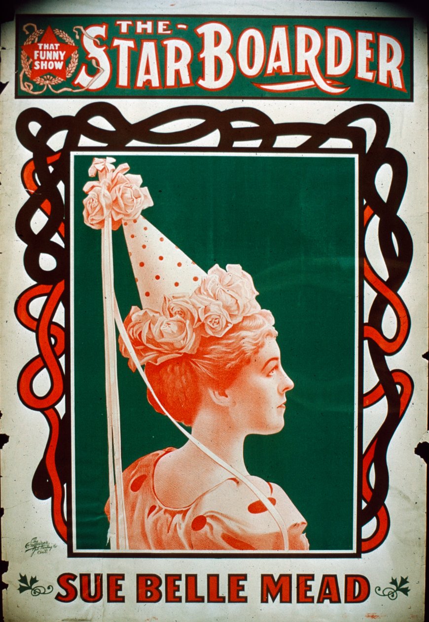 Star Boarder -teatterijuliste näyttelijä Sue Belle Meadin kanssa, n. 1900 tekijältä American School