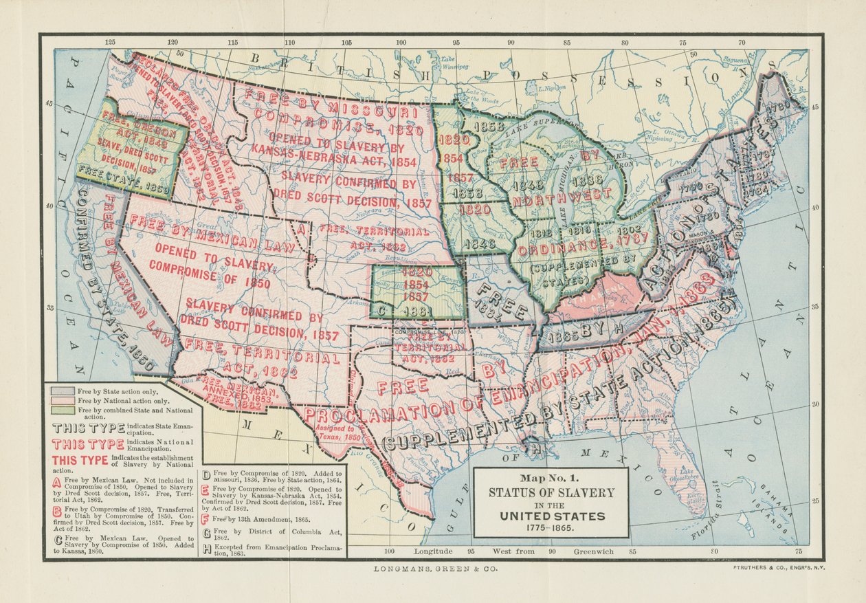 Orjuuden asema Yhdysvalloissa, 1775-1865, Woodrow Wilsonin teoksesta "Division and Reunion, 1829-1889", 1893 tekijältä American School