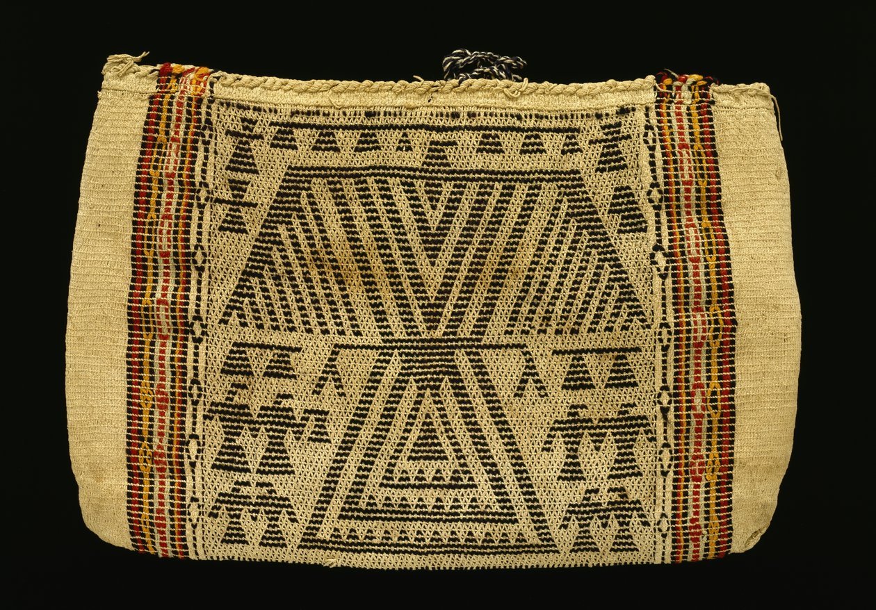 Säilytyspussi, Potawatomi, n. 1890 (puuvilla- ja villalanka) (katso myös 340992) tekijältä American School