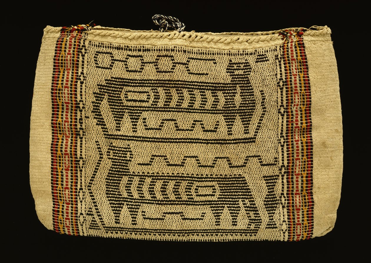 Säilytyspussi, Potawatomi, n. 1890 (puuvilla- ja villalanka) (katso myös 340993) tekijältä American School