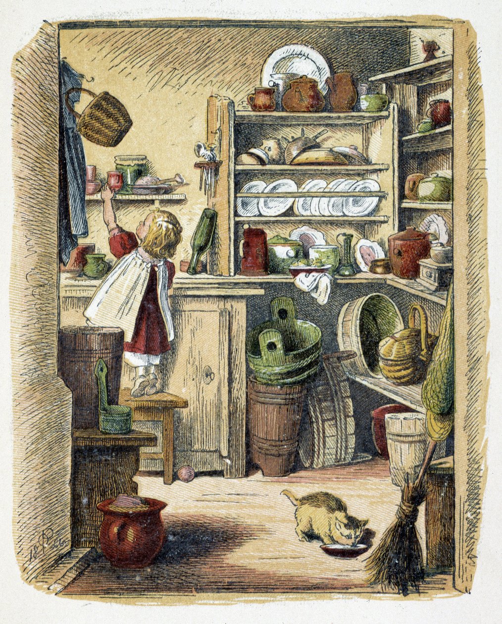 Säilytys keittiössä "" Schnik, schnak, pikkuasioita pienille", lasten pelejä. toim. Lontoo - Georges Ronthedge ja pojat. New York, The wide way Ludgate n.d. c. 1890. tekijältä American School