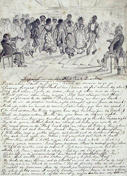 Terpsichore in The Flat Creek Quarters, Pea Ridge, n. 1860 (kynä paperille) tekijältä American School